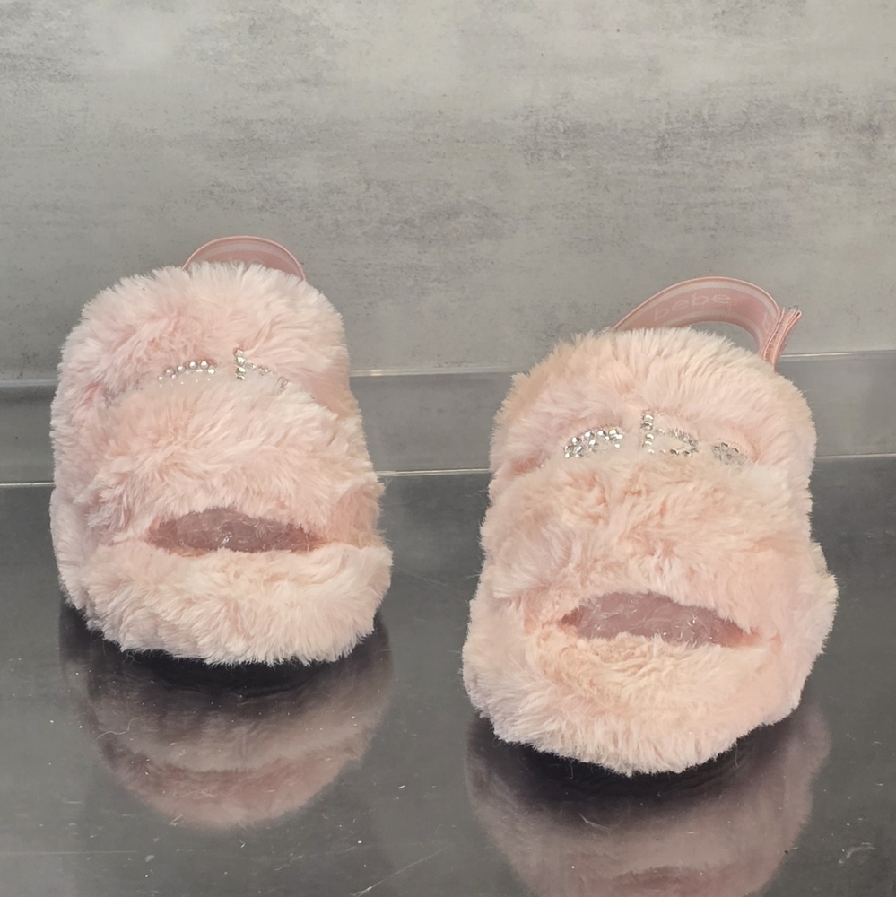 Bebe Pink Fuzzy Slippers 6 - Picture 6 of 8